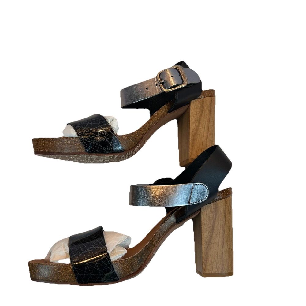 Pilar Monet Ladies' Genuine Leather Heeled Fashion Dressy Sandals BLK Sz 7.5